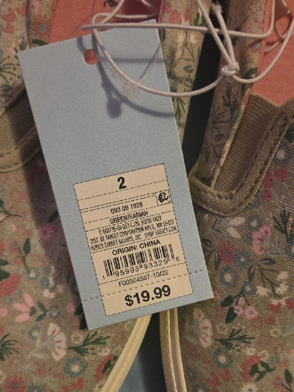 Cat & Jack Girls' Sage Floral Slip-On Flats with Pink Lining